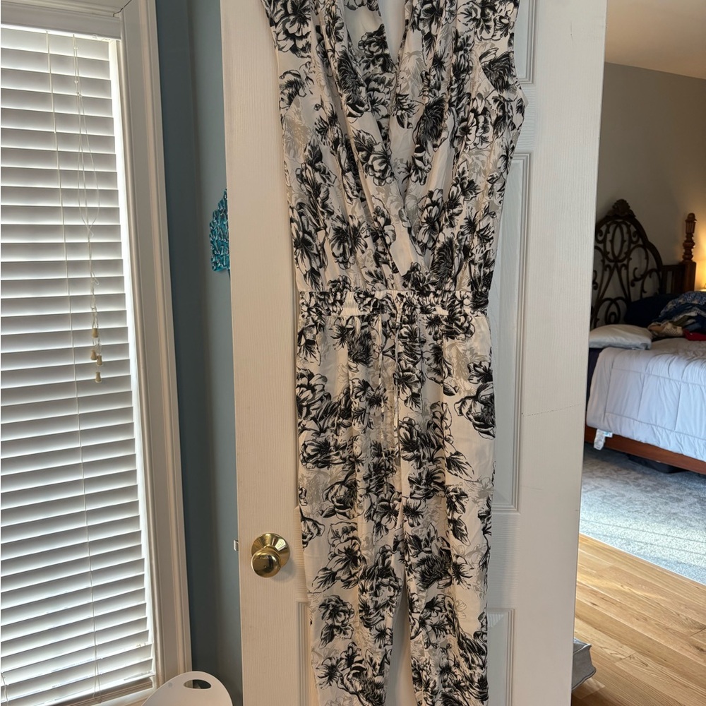 Floral Black and White Jumpsuit